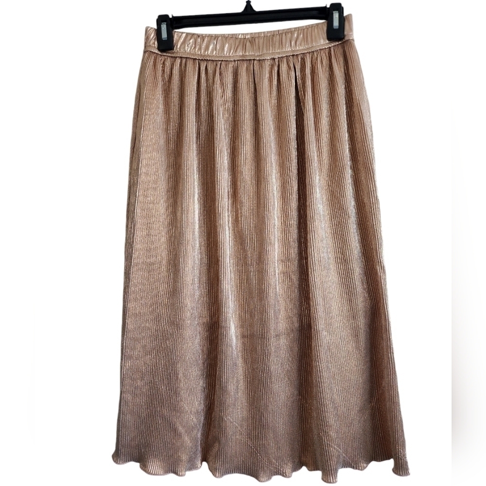 Chenault midi A-line skirt blush/gold size Medium